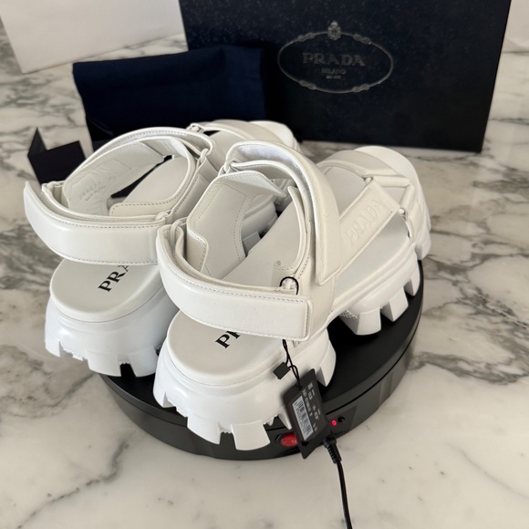 Prada 2x3077 Nappa Sport White Leather Men\'s Sandal, US 10.5 (UK-9.5)‎ main image 11